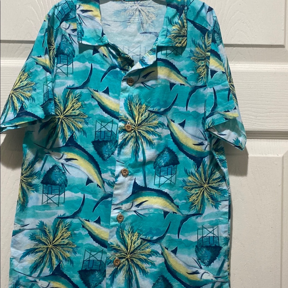 Carter's Blue and Green Button Down Shirt pre loved